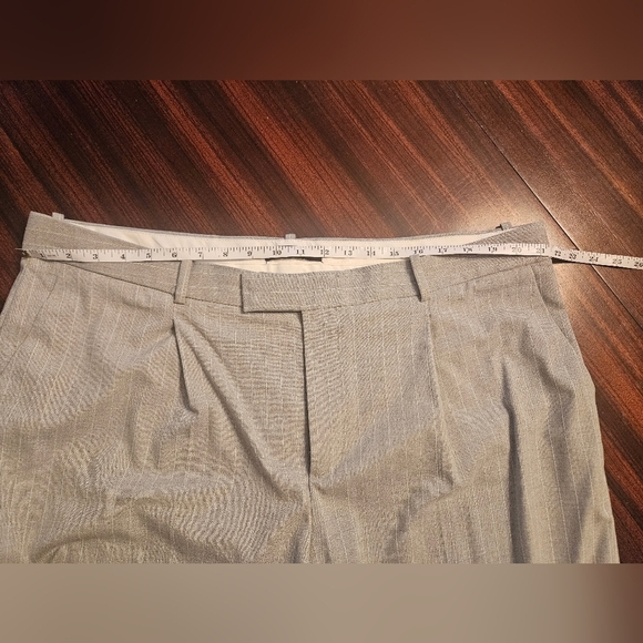 Mango MNG Gray White Pinstripe High Rise Wide Leg Pleated Trouser Womens Plus 18 - Picture 8 of 14